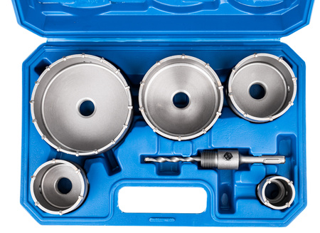 Zestaw frezów otwornic do betonu muru 7el koronka widia walizka 40-120mm FALON-TECH