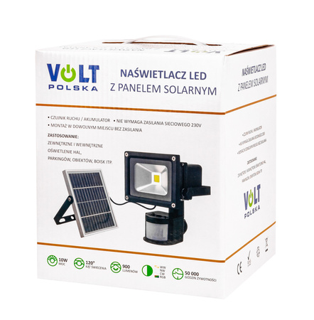 Naświetlacz Lampa LED z czujnikiem ruchu + Panel solarny 10W VOLT POLSKA
