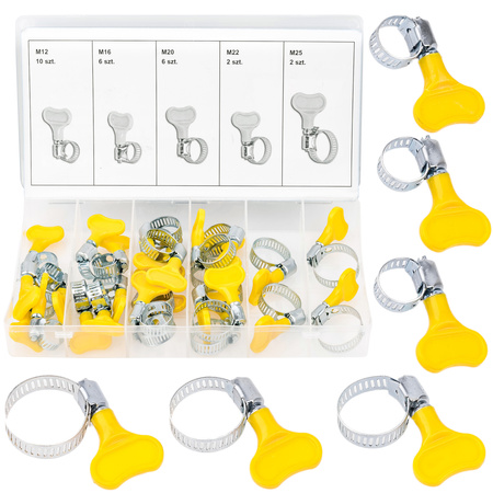 Opaski zaciskowe ślimakowe obejmy motylek m12-m25 26szt FALON-TECH
