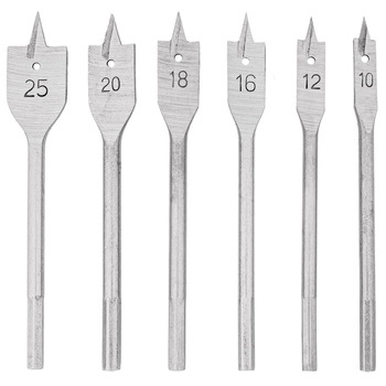 Wiertła do drewna płaskie łopatkowe piórkowe 10-25mm 6el GEKO