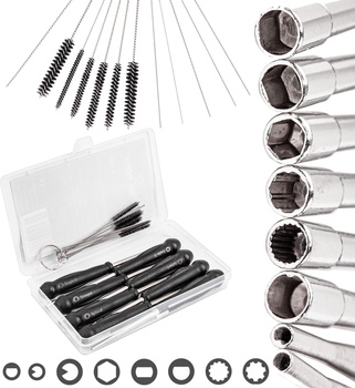 Klucze do regulacji gaźników (zestaw 8 szt. + 12 szczotek) FALON-TECH