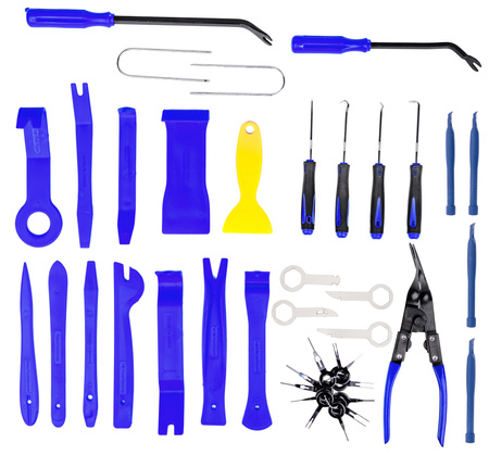Ściągacze do demontażu tapicerki wyjmaki spinek radia boczków klucze łyżki FALON-TECH