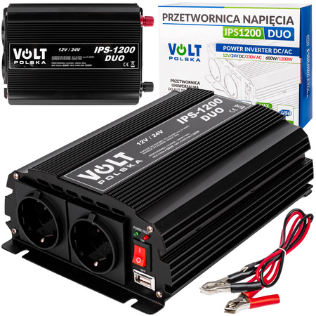 Przetwornica napięcia prądu IPS-1200 DUO (12V-24V/230V/1200W) VOLT POLSKA