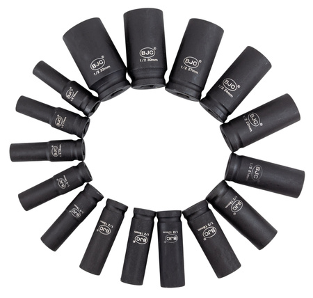 Nasadki udarowe Klucze nasadowe Zestaw 1/2" 10-32 mm 16 sztuk BJC