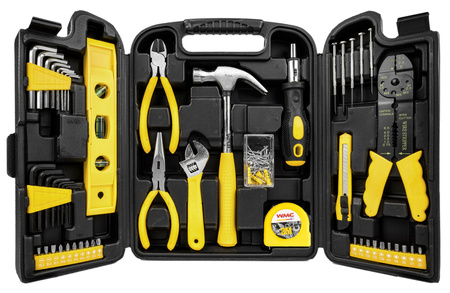 Zestaw narzędziowy klucze nasadowe imbudowe wkrętaki młotek bity 3/8" 130el WMC