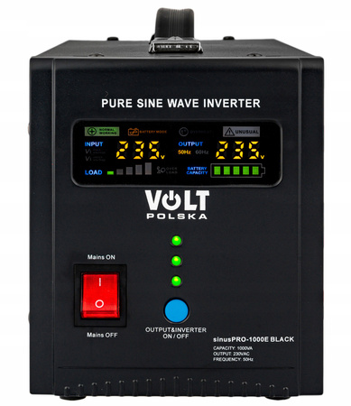 Zestaw awaryjne zasilanie przetwornica UPS SINUSPRO - 1000E 12V black + Akumulator 100Ah