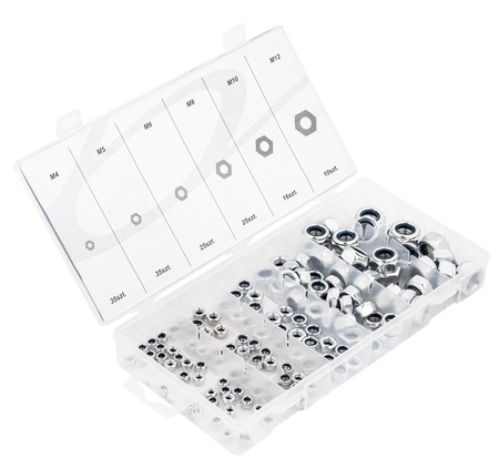 Zestaw nakrętek z uszczelnieniem nakrętki kontrujące M4-M12 146szt GEKO