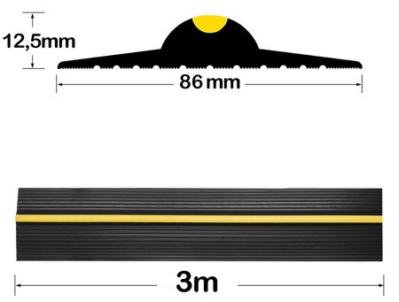 Uszczelka garażowa progowa do bramy garażowej 12 x 86 mm 3m++ FALON-TECH