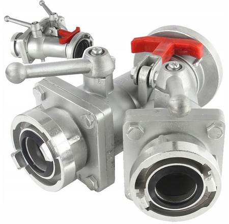 Rozdzielacz kulowy 3" do 2x2" złącze przyłącze na wąż strażacki do wody MAR-POL