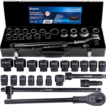 Klucze nasadowe nasadki udarowe grzechotka zestaw 3/4" 21el 17-50 mm walizka FORSAGE