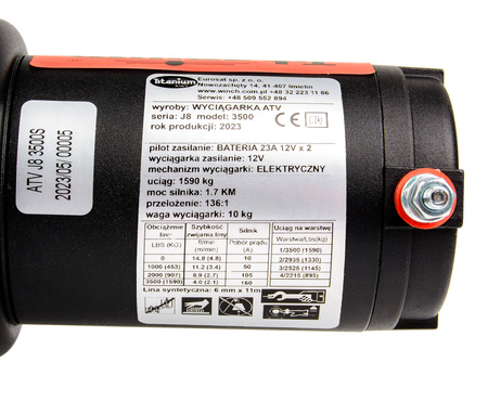 Wyciągarka wciągarka 3500 lbs samochodowa 12v 1360 kg lina syntetyczna ślizg TITANIUM WINCH