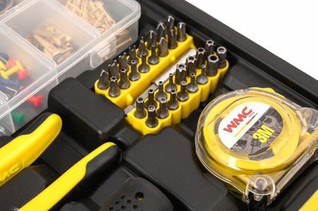 Zestaw narzędziowy klucze nasadowe wkrętaki bity nasadki walizka 650 elem. WMC
