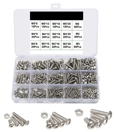 Zestaw śrub hex imbus śruby nakrętki ze stali nierdzewnej 6-kątne 440 szt FALON-TECH