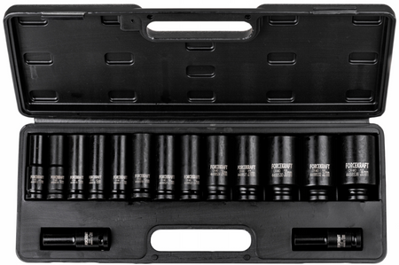 Zestaw nasadki udarowe głębokie do kluczy pneumatycznych 10-36 mm 1/2" 12 K 15el FORCEKRAFT