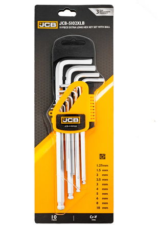 Zestaw klucze imbusowe wkrętaki imbusy crv długie z kulką 10el 1,27-10mm JCB