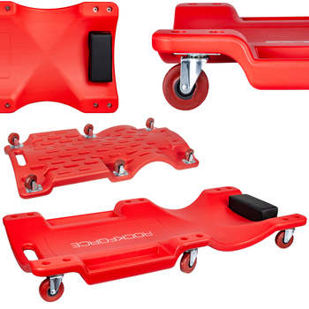 Leżanka warsztatowa plastikowa łożyskowane koła leżak z zagłówkiem 6 kółek ROCKFORCE