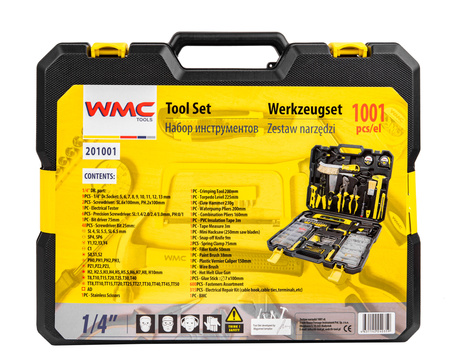 Zestaw narzędziowy klucze nasadowe wkrętaki bity 1001 el WMC