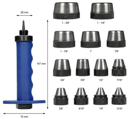 Zestaw wycinaków wycinaki do uszczelek gumy fibry walizka 5-35 mm 14el FALON-TECH