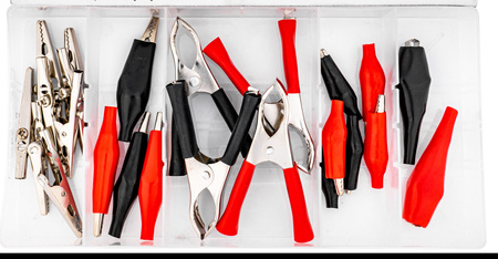 Zestaw krokodylków i złączek 24 elementy oraz sortownik TRADE HOUSE