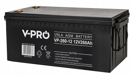 Akumulator bezobsługowy agm do ups pieca kampera jacht mocny 12V 260Ah VPRO VOLT POLSKA