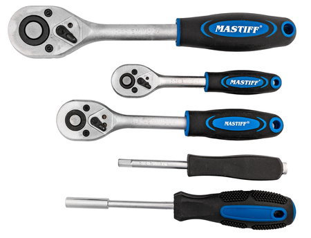 Zestaw klucze nasadowe + płasko-oczkowe + TORX 216 sztuk MASTIFF