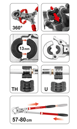 Zaciskarka hydrualiczna praska do rur PEX AL PRO + 8 głowic YT-21735 YATO