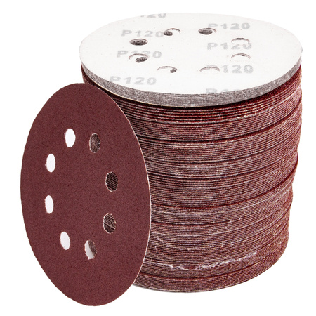 Papier ścierny na rzep krążek dysk z dziurami 125mm P120 100szt FALON-TECH