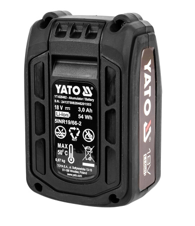 Akumulator 18V LI-ION 3,0Ah bateria do elektronarzędzi system ładowarka YATO