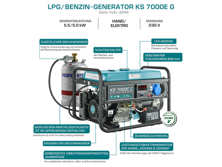 Agregat generator prądu benzyna gaz KS 7000E G Könner & Söhnen KS