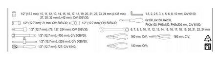 Skrzynka z narzędziami klucze 62el YT-3895 YATO
