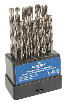 Wiertła do metalu 1-10 mm wiertło (zestaw 19 szt) FALON-TECH