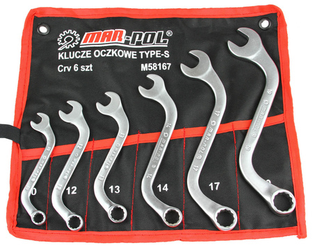 Klucze płasko oczkowe gięte do alternatorów TYP S 10-19 6 elem MAR-POL