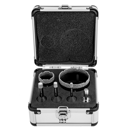 Otwornice diamentowe 6-68 mm (otwornica do gresu) zestaw 6 el + metalowa walizka FALON-TECH