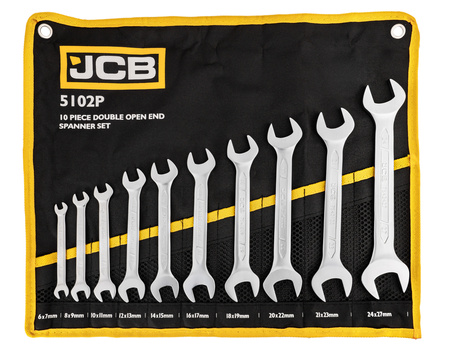 Klucze płasko oczkowe dwustronne zestaw płachta satyna Cr-V 10el 6-27mm JCB