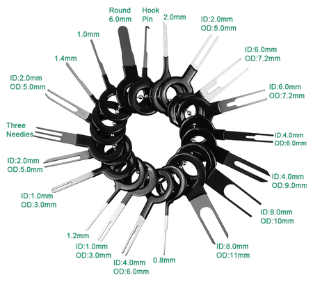 Klucze do demontażu pinów (wyjmaki) zestaw 38 szt. SILVER