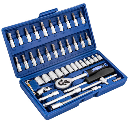 Zestaw kluczy nasadowych klucze nasadowe bity TORX HEX 46el. WMC