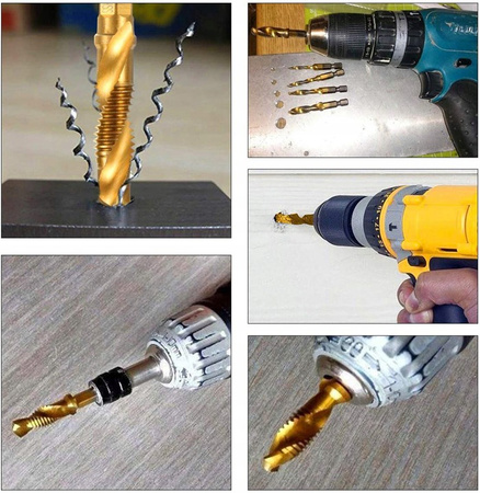 Zestaw wierteł gwintujących M3-M10 HSS z powłoką tytanową 6szt SILVER