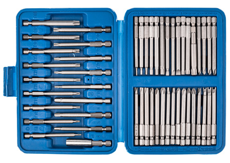 Bity do wkrętarki zestaw bitów 75mm + uchwyt 50el do wiertarki w walizce FALON-TECH
