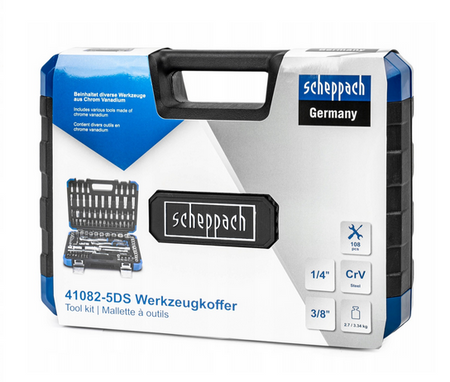Zestaw narzędziowy warsztatowy klucze nasadowe nasadki torx Cr-V 108el SCHEPPACH