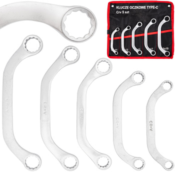 Klucze oczkowe odgięte do alternatorów 10-19 mm Typ C 5 szt. SILVER