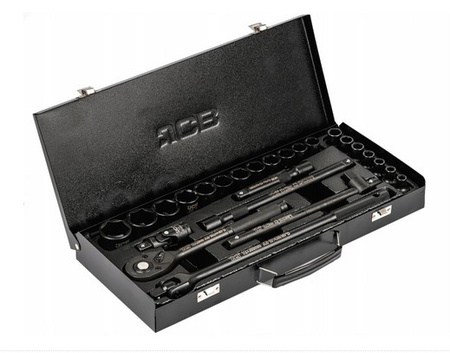 Klucze nasadowe nasadki udarowe grzechotka 1/2" 26el 8-32mm walizka JCB