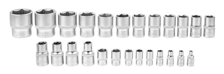 Zestaw nasadek udarowych sześciokątne 1/2" 1/4" Cr-V 4-32mm 25el FORSAGE