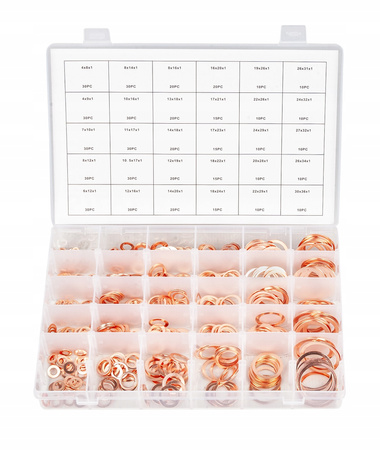 Podkładki miedziane uszczelki 580 sztuk FALON-TECH