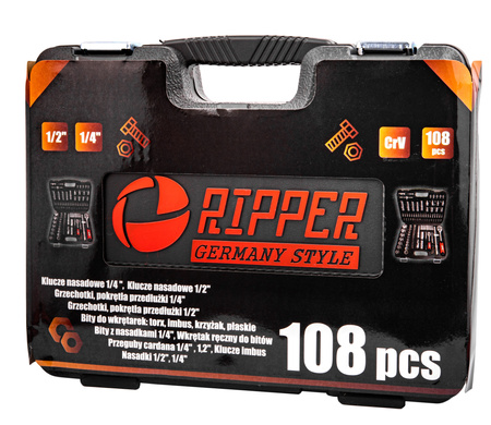 Zestaw kluczy nasadowych w walizce 108 szt CHROME VANADIUM MAR-POL