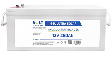 Akumulator żelowy głębokiego rozładowania 12V 260Ah GEL ULTRA SOLAR VOLT POLSKA