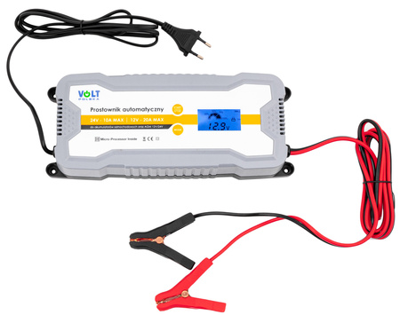 Prostownik ładowarka do akumulatora automatyczny 12-24V LCD 20A VOLT POLSKA