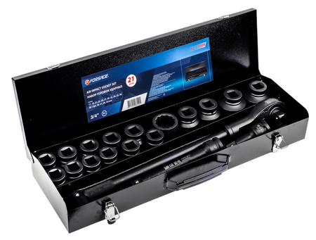 Klucze nasadowe nasadki udarowe grzechotka zestaw 3/4" 21el 17-50 mm walizka FORSAGE