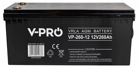 Akumulator bezobsługowy agm do ups pieca kampera jacht mocny 12V 260Ah VPRO VOLT POLSKA