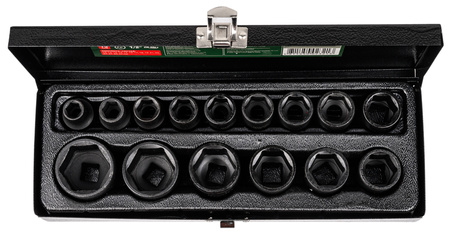 Nasadki udarowe klucze nasadowe krótkie 1/2" 10-32 mm zestaw walizka 15el ROCKFORCE