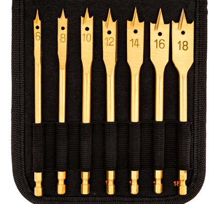 Zestaw wierteł łopatkowych piórkowych do drewna 6-38 mm 16el FALON-TECH